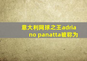 意大利网球之王adriano panatta被称为